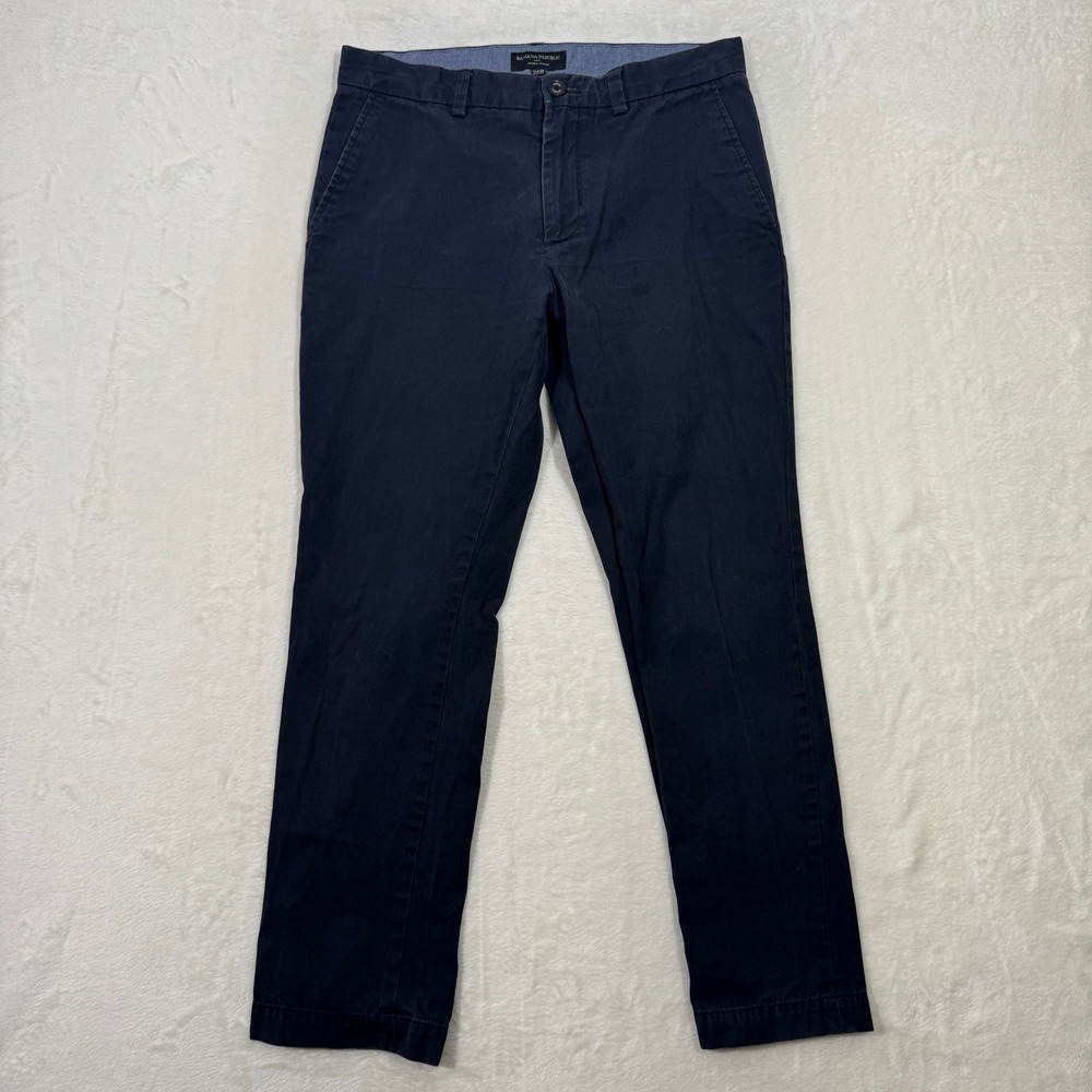 Banana Republic Chino Mens‎ Navy Blue Aiden Chino Slim Fit Cotton Twill
